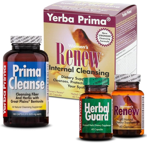 [BRSWI2T4AZ7WI2L2] Yerba Prima Women's Renew Internal Cleansing Program - 30 Day Program - Kit Includes 3 Bottles - Detox Cleanse Designed for The Female Body