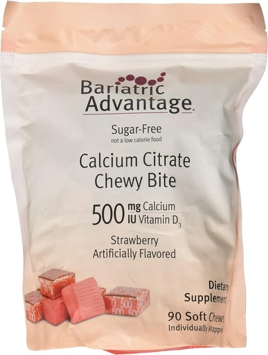 [BRSWK237C4AGMFQ3] Bariatric Advantage Calcium Citrate Chewy Bites,Sugar-Free Strawberry (90 count) 500mg