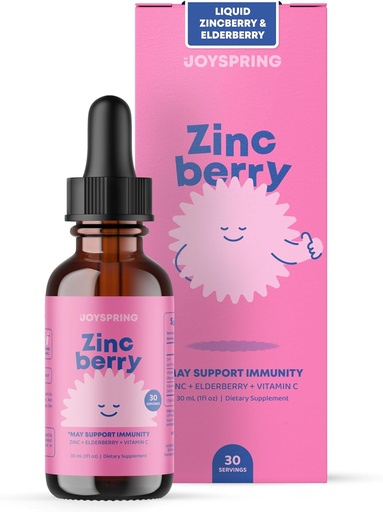 [BRSWYZI7OEIGMDL5] JoySpring ZincBerry - Kids Zinc & Vitamin Supplement (1 fl oz) Immune Support Drops with Elderberry Flavor for Kids 2-16+ Years