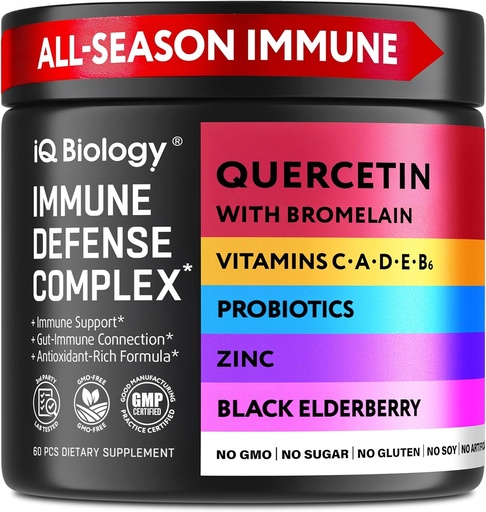 [BRSROFAPBMBAIDTL] Quercetin with Bromelain - Premium Quercetin Capsules for Immune Support & Respiratory Care* - Green Tea Zinc Magnesium Vitamin D Vitamin C Vitamin E Turmeric Ginger Selenium Calcium - 60 Capsules