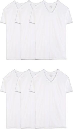 [BRSREEIBOYNGGCLU] Fruit of the Loom Men's V-Neck Undershirts, Moisture Wicking & Tag Free, Also Available in Tall Sizes