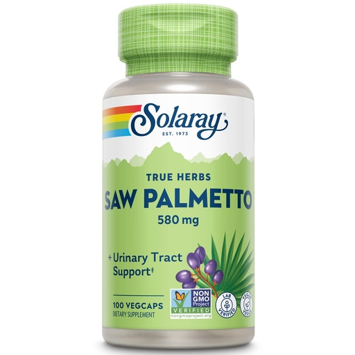 [BRSWIYT3OMAQ2EDI] SOLARAY Saw Palmetto Berry 580 mg, Healthy Prostate and Urinary Tract Support from Fatty Acids & Plant Sterols for Men and Women, Non-GMO, Vegan & Lab Verified, 100 VegCaps, 100 Servings