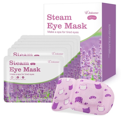 [BRSW2YI2DN6QE3L7] Jekeno Steam Eye Mask, 16 Packs Eye Masks for Dry Eyes, 40-60 Minutes Self Moist Warm Compress Heated Disposable Mask for Sleep, Spa Relaxing Trip Gifts, Travel Essentials for Women Men