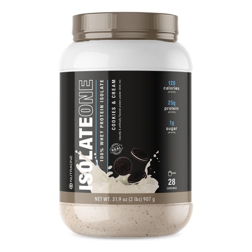 [BRSROBILB4DWKCD4] NutraOne IsolateOne Whey Isolate Protein Powder 100% Pure Whey Isolate Powder (Cookies & Cream - 28 Servings)
