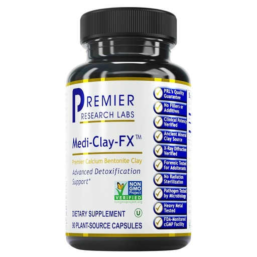 [BRSWYAIBOUHB43LU] Premier Research Labs Medi-Clay-FX: Bentonite Clay Capsules for Detoxification | Food Grade Smectite Supplement | Absorb Toxins, Supports Cellular Health and Mold Detox - 90 Capsules
