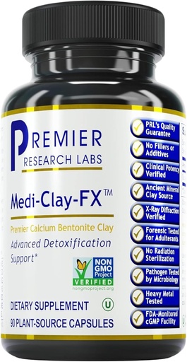 [BRSWYAIBOUHB43LU] Premier Research Labs Medical-Clay- FX: Bentonite Clay Capsules for Detoxifikasi 124; Food Grade Smectite Suplement At124; Absorb Toxins, Supports Cellular Health and Mold Detox - 90 Capsules