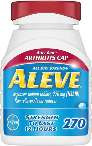 [BRSWIG3QOQHAODTM] Aleve Soft Grip Arthritis Cap Tablets, Fast Acting All Day Pain Relief for Headaches, Muscle Aches, and Fever Reduction, Naproxen Sodium Capsules, 220 mg, 270 Count