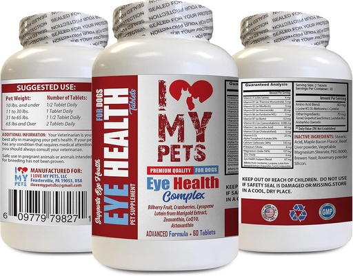[BRSWGHYBOBYWOALJ] I LOVE MY PETS LLC Dog Eye Supplement - Dog Eye Health Complex - Premium Formula - Vet Recommended - Dog Lutein - 1 Bottle (60 Treats)