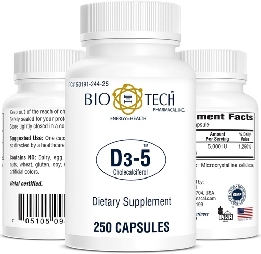 [BRSWIYIBBN4GCEQ7] Bio-Tech Pharmacal Vitamin D3 (D3 5k IU, 250 Count)