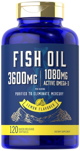 [BRSW2BITPIPAYF3X] Carlyle Fish Oil 3600mg | 1080mg Omega 3 | 120 Count | Non-GMO and Gluten Free Supplement