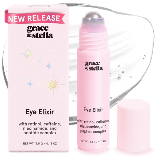 [BRSWYAI3PMBGAF3D] grace & stella Under Eye Serum - Retinol & Caffeine Eye Serum for Puffiness, Dark Circles, Wrinkles - Vegan Skincare