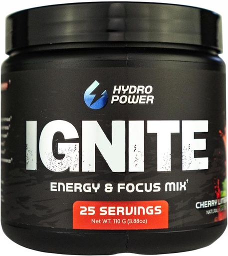 [BRSRAYYRPMOW22T4] Hydro Power Ignite Energy & Focus Mix | Cherry Limeade - 25 Servings Powder