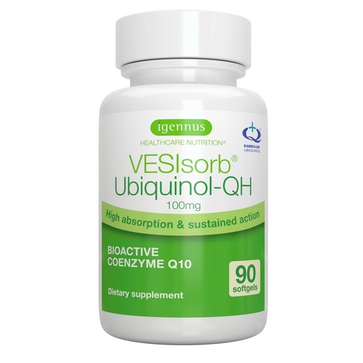 [BRSRMYYPOECR4CQ6] Igennus Advanced VESIsorb Ubiquinol 100mg 90 Softgels, 600% Bioavailability, Fast-Acting Water-Soluble Coenzyme Q10 Supplement for Energy & Heart, 3-Month Supply