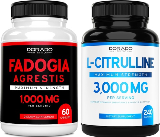 [BRSROAAOOUNWO2Y6] Fadogia Agrestis Extract (60 greve) Maks styrke - Atletisk ytelse og muskelmasse støtte og L Citrulline (240 greve) L Arginine & Nitric Oxid for ytelse for treningsøkter - Vegan & USA laget