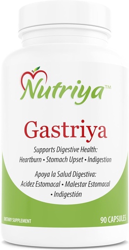 [BRSRMZTYDMARSE3J] Nutriya Gastriya - Alivia o refluxo ácido e a azia Naturalmente, regula o ácido gástrico e suporta a digestão saudável, 90 contagem (Pacote de 1)