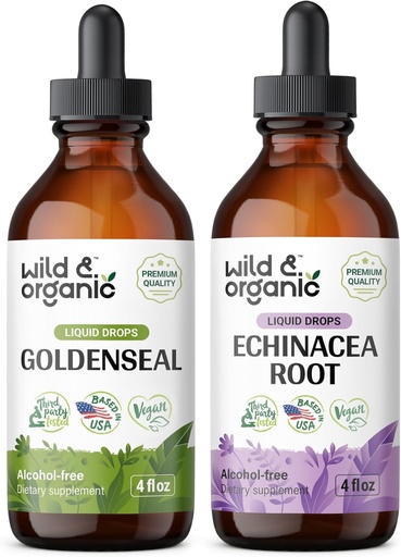 [BRSRAFLYAUFBE336] Wild & Organic Goldenseal Tincture 4 fl oz & Echinacea Tincture 4 fl oz