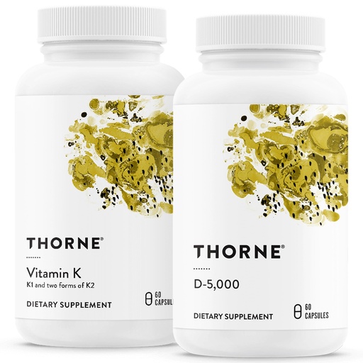 [BRSRAYLRBMMGKFI6] THORNE - Bone Health Bundle - Vitamin K & Vitamin D-5000 Combo for Strong Bones - 30 to 60 Servings