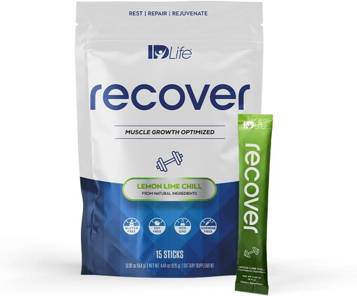[BRSROHA6A4NRQYIU] IDLife IDFitness Recover - Growth and Total Body Recuperation Powder with Adaptogens for Vitality Renewal and Performance Support - 15 Sticks