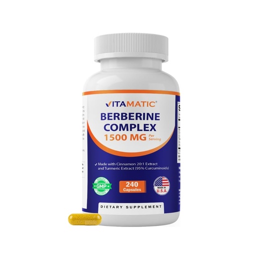 [BRSRAGTRPN7GKCLV] Vitamatic Berberine & Ceylon Cinnamon – Plant-Based Botanical Extract Capsules – Vegetarian, Non-GMO, Gluten-Free – Concentrated Herbal Supplement – 240 Count