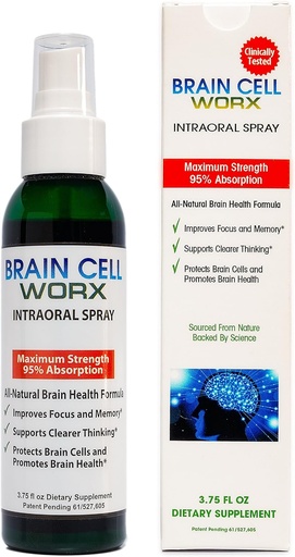 [BRSWKGT3DEFQ2YDK] #1 Brain Health Booster in A Spray - Improve Focus and Memory - Brain Cell Worx (Sublingual), All Natural - Pure Highest Grade Ingredients Alpha GPC (Choline), Ginkgo and Resveratrol