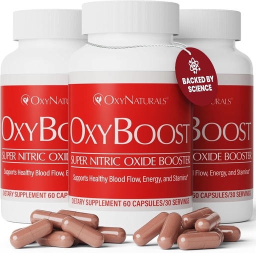 [BRSRMAY6C4NRUG3H] OxyBoost Nitric Oxide Supplement voor mannen en vrouwen - Ondersteunt Circulatie, Hartgezondheid, Energie, Geestelijke Helderheid en Bloedstroom - Natuurlijke Formule met Vinitrox - 180 Capsules (pakket van 3)