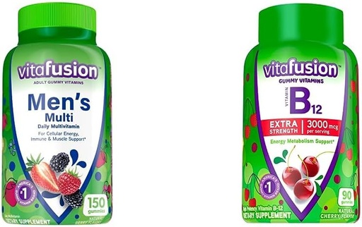 [BRSROFI7CB4BQCY6] vitafusion Adult Gummy Vitamins for Men (Berry Flavored) + Vitafusion Extra Strength Vitamin B12 Gummy Vitamins (Cherry Flavored)
