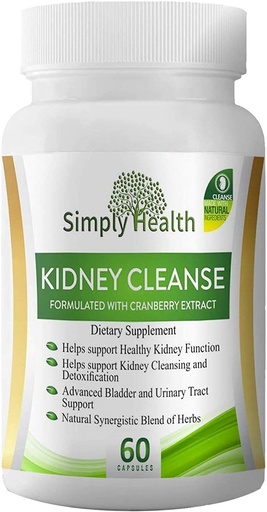 [BRSWGZL7AUCWC3I4] Premium Kidney Cleanse & Detox Health Supplement with Organic Cranberry Extract Supports Kidney, Bladder & Urinary Tract Health - Natural Detoxifier for Men & Women - GMP Certified, 60 Veggie Capsules