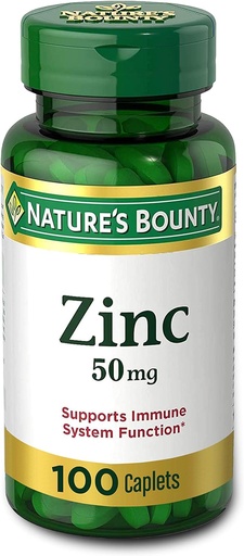 [BRSWIBQNAUHRCHA5] Nature's Bounty Zinc (Zinc Gluconate) 50 mg, 100 Caplets