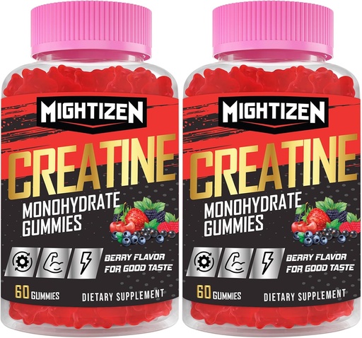 [BRSRA2YNOF4BSEQU] Creatine for Men & Women Creatine Monohydrate Gummies, Creatine Monohydrate per Serving with Taurine & Vitamin B12, Pre-Workout for Max Strength, Energy & Endurance - 2 Pack