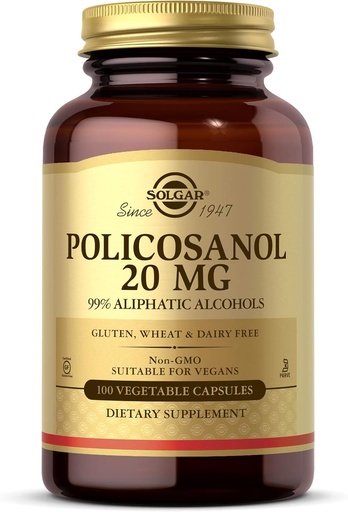 [BRSWIYQKCJ4QE2A5] Solgar Policosanol 20 mg, 100 Sebze Kapsülleri - Kalp Sağlığı - Genel Sağlık - Vegan, Gluten Free, Süt Free, Kosher - 100 Hizmet