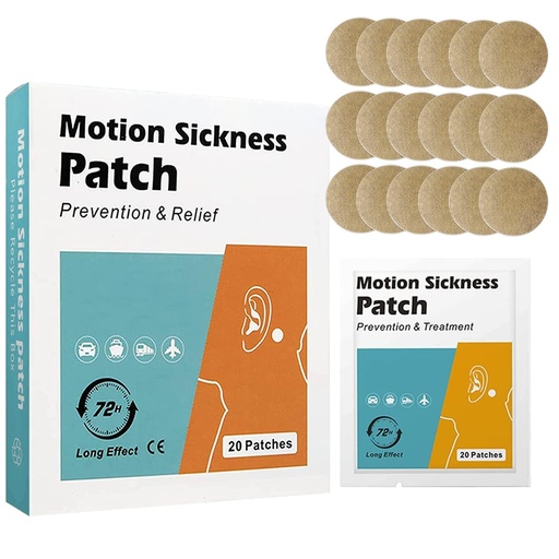 [BRSW2Z36AUGWG2DK] MQUPIN 20 Count Motion Sickness Patches - Fast Acting Relieves Dizziness from Seasickness and carsickness, Suit for Car and Boat Rides, Cruise and Airplane Travel Patches