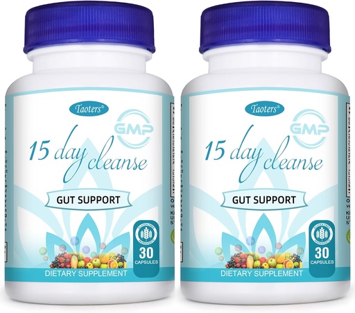 [BRSRAZA7DMIWAFIY] 15 Day Cleanse Gut Support 2 Pack de Colon Broom, Supplément Detox avec Senna, Cascara Sagrada & Psyllium Husk, pour hommes et femmes