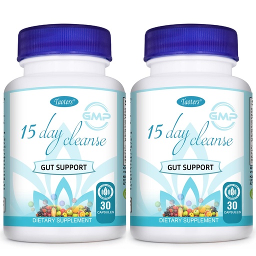 [BRSRAZA7DMIWAFIY] TAOTERS 15 Day Cleanse Gut Support 2 Pack, Detox Supplement with Senna, Cascara Sagrada & Psyllium Husk, for Men and Women | Total 60 Capsules