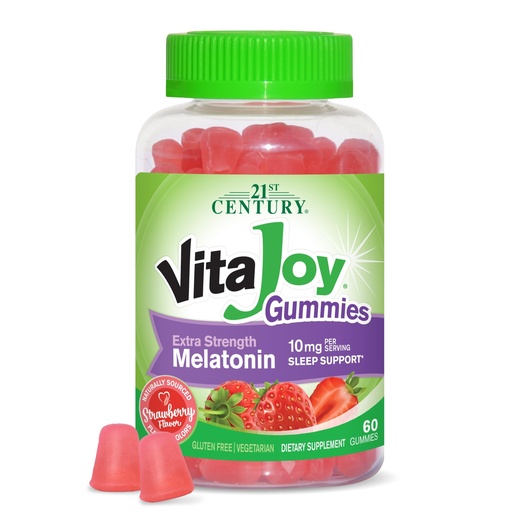 [BRSRM2YZOIMA4GQU] VitaJoy Melatonin Gummies 10 mg Extra Strength – Sleep Support Supplement, Strawberry Flavor, Pectin-Based, Vegetarian, Gluten Free, 60 Gummies (30 Servings)