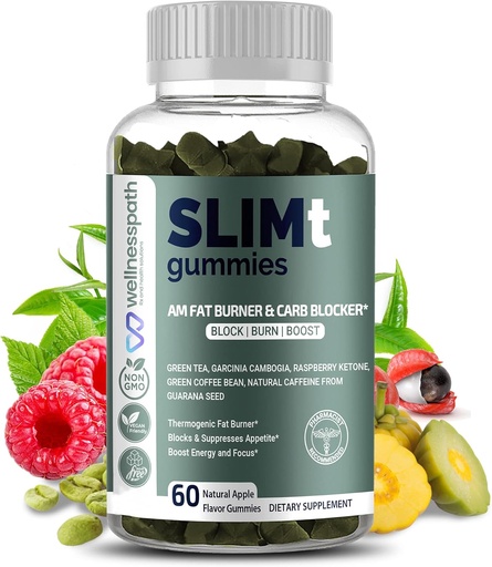 [BRSRMYIOCF7B6ETA] SLIMt Weight Loss & Appetite Control Gummies, Thermogenic Metabolism Booster, Helps with Weight Loss for Women & Men, Natural Energy Booster, 60 Counts - Wellnesspath Rx and Health Solutions