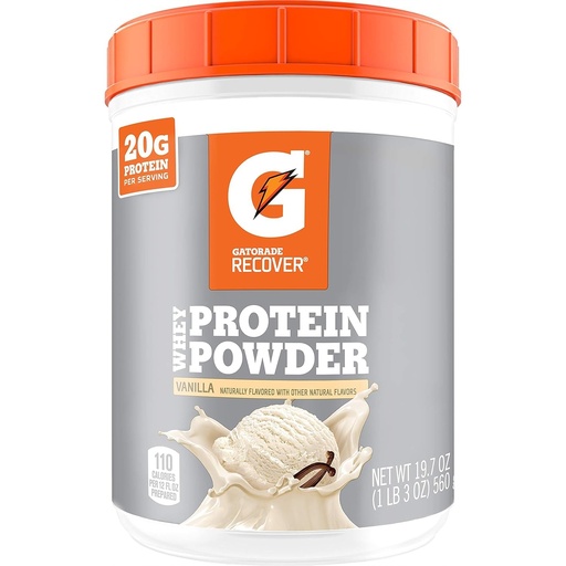 [BRSWKEAOCJ4B4EDE] Gatorade Syrovátkový protein Powder, 20 porcí na kanystr, 20 g proteinu na porci, Vanilla, 19.7 Oz