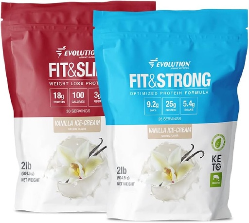 [BRSWYFARCINA4G3U] Evolution Advance Nutrition Grass Fed 100% Whey Protein Powder + Fit & Slim with Glucomannan, Inulin Fiber – High Fiber, High Protein, Pure, Keto Approved, Non GMO, Stevia Sweetened – 2 Pack