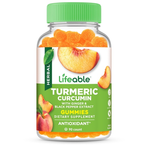 [BRSWYZIQDMPBG3TH] Lifeable Turmeric Curcumin with Ginger & Black Pepper Extract – Great Tasting Natural Flavor Gummy –Vegetarian GMO-Free Supplement – 90 Gummies