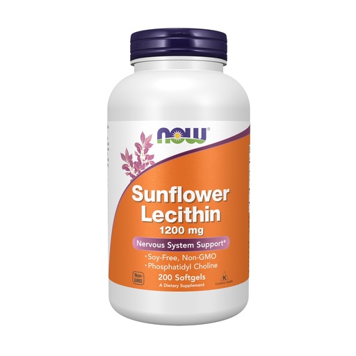 [BRSWIYILBMJWG2DK] Now, Supplements, Sunflower Lecithin 1200 mg with Phosphatidyl Choline, 200 Count