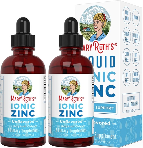 [BRSWYBTQDIMWE234] MaryRuth Organics, Ionic Zinc Liquid Drops for Immune Support Unflavored 4oz.(120 ml) 2 Pack