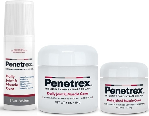 [BRSWGAQCCEORACY2] Penetrex Joint & Muscle Therapy Trio - Soothing Comfort for Back, Neck, Hands, Feet - Premium Whole Body, Rub with Arnica, Vitamin B6 MSM & Boswellia - 2oz, 3oz, 4oz