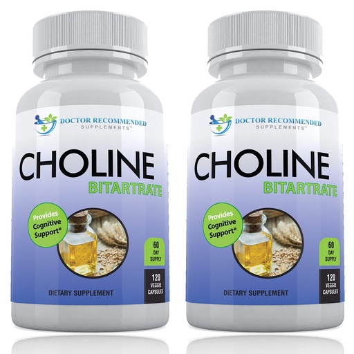 [BRSWGZT6O5YQ4HTK] Premium Choline - 500 mg - 120 Veggie Capsules - Supports Cognitive Health, Memory & More - 2 Pack