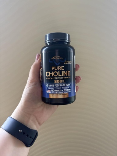 [BRSRAA33OIDW2HQ6] NUTRAHARMONY Choline 800 mg - Choline Supplement - Vegan, Non-GMO, Lab Tested - Made in USA - 120 Capsules