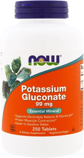 [BRSWIYQRAIDBEEL4] Now Foods Potassium Gluconate 99 Milligrams - 250 Tablets