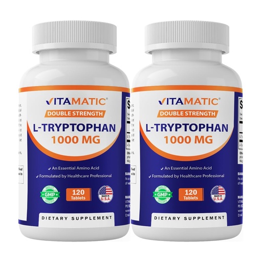 [BRSRM2YFB4JWA233] Vitamatic L-Tryptophan 1000mg 120 Tablets (120 Tablets (Pack of 1)) (2 Bottles)