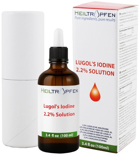 [BRSWYFDRBYMAKYD2] 2.2% Lugol's Iodine Solution 3.4 Fl Oz | Pharmaceutical Grade Ingredients | Lugols Solution Made with Iodine and Potassium Iodide | Third-Party Tested | Heiltropfen®