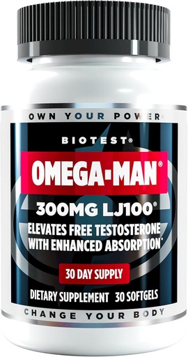 [BRSROAIPPMMWMFIV] Biotest Omega-Man - 300mg High-Absorption LJ100 Longjack (Eurycoma longifolia) - 30 Softgels