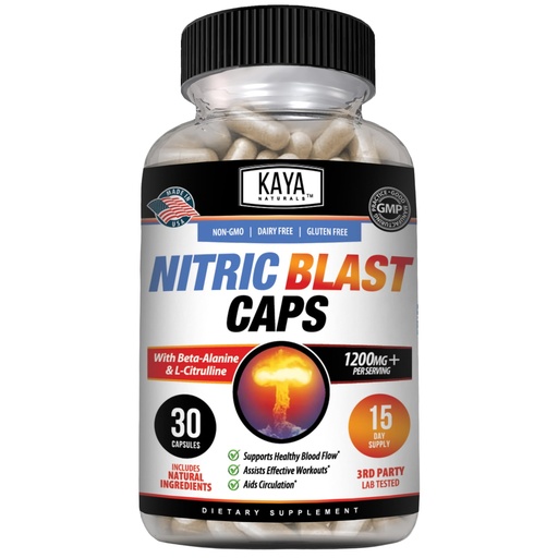 [BRSRMGQDBYPGAET7] Kaya Naturals - Nitric Blast Potent All-Natural Herbal Supplement for Maximum Health Benefits | Pre-Workout | Increased Energy | Improved Nighttime Performance (30 Count (Pack of 1)