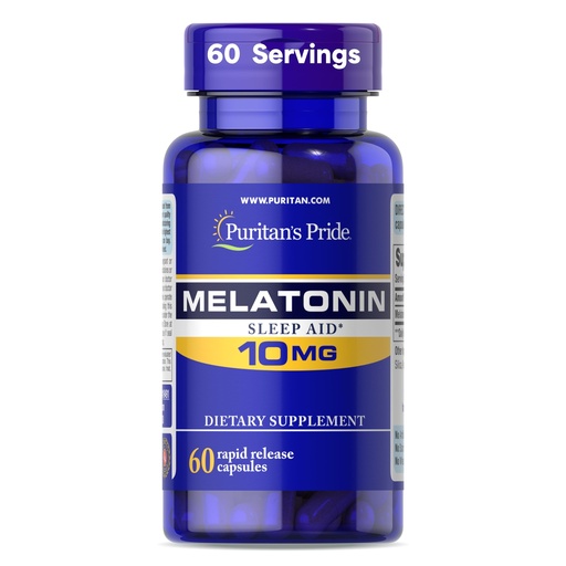 [BRSWIYIPDEGQYD3M] Puritan's Pride Premium Super Strength Melatonin 10mg Sleep Aid, Dietary Supplement for Sound, Restful, and Longer Sleep Support, 2 Month Supply, 60 Rapid Release Capsules