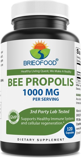 [BRSROZQKOVYREGY4] Brieofood Bee Propolis 1000mg per Serving - 120 Capsules